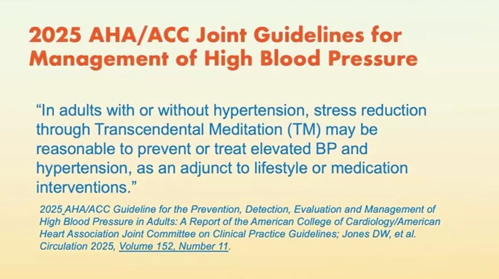 AHA/ACC 2025 guideline quote on TM and blood pressure