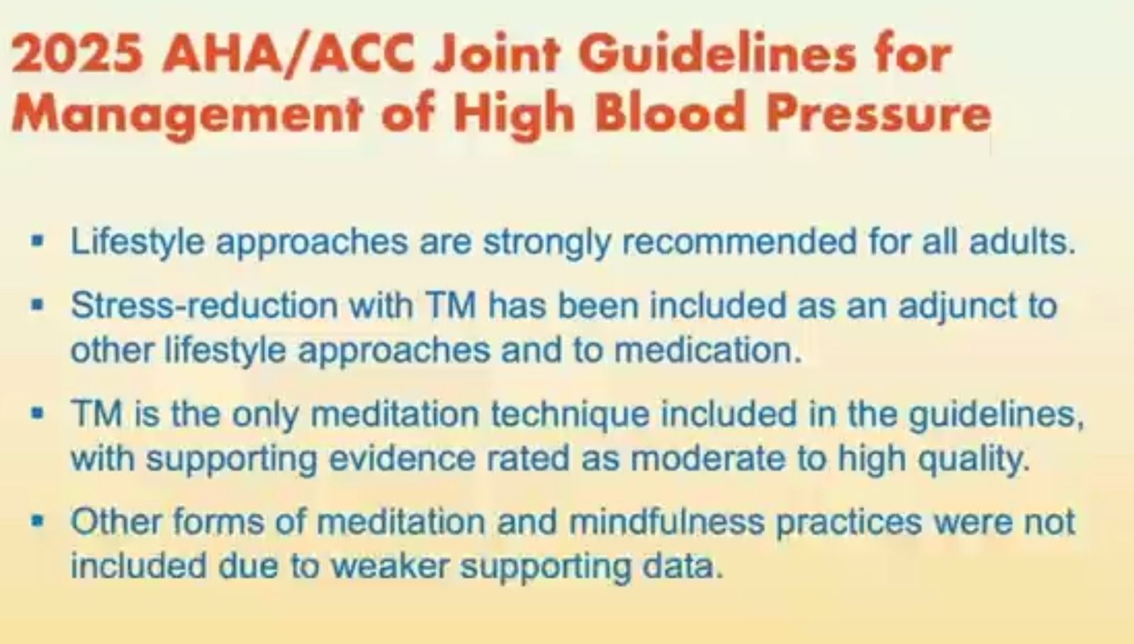 AHA/ACC 2025 guideline bullets on TM evidence